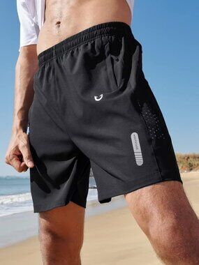Northyard Men's Black Elastic Waist Slim Athletic Training Shorts Size XL